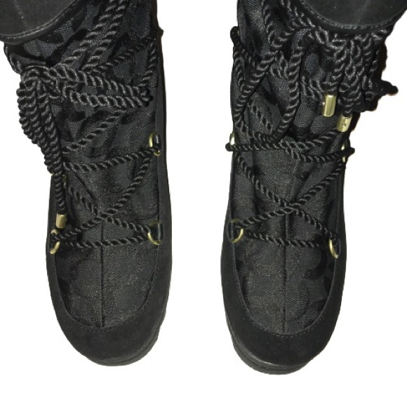 Coach Maisy Signature Op Art Wedge Boot Black 7 - Picture 3 of 8